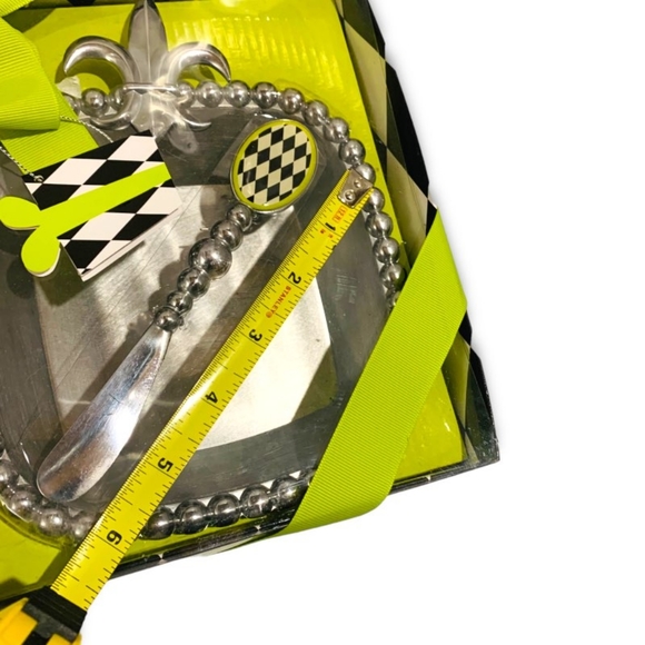 Title: Vintage Mud Pie Metal Plate with diamond checkerboard Spreader. NIB! - Picture 8 of 8